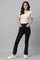 Black Solid Boot Cut Pants With Drawstring