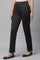 Black Solid Straight Fit Pants With Side Pockets