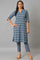 Blue Floral Printed Straight kurta