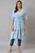 Blue Printed Kaftan kurta