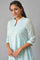 Blue Cotton Gathered Plus Size Short kurta