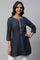 Blue Denim Jacquard Short kurta