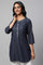 Blue Denim Jacquard Short kurta