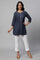 Blue Denim Jacquard Short kurta