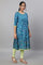 Blue Printed A line kurta & Tights Set