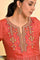 Orange Tamil Silk Embellished Dress & Dupatta Set