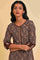 Brown Print Mix Straight kurta