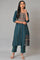 Teal Printed A-Line Mock Layer kurta