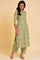 Light Green Embroidered Yoke Printed kurta