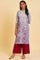 Purple Print Mix Straight Summer Kurta