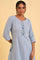 Light Blue Embroidered Cotton Summer kurta