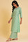 Green Embroidered Straight kurta