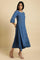 Blue Mock Layer Flared Dress