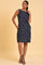 Blue Striped & Embroidered Sheath Dress