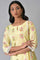 Yellow Panelled Floral kurta With Lace Detail