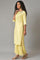 Yellow Embroidered Plus Size Summer kurta With Pleats On Yoke