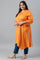 Orange Printed Asymmetrical Plus Size kurta