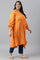 Orange Printed Asymmetrical Plus Size kurta