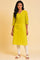 Yellow Textured Dobby kurta