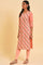 Peach Glitter Printed Straight kurta