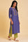 Purple Straight Kurta with Embroidered Yoke