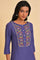 Purple Straight Kurta with Embroidered Yoke