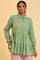 Green Lurex Stripes Embroidered Tiered Top