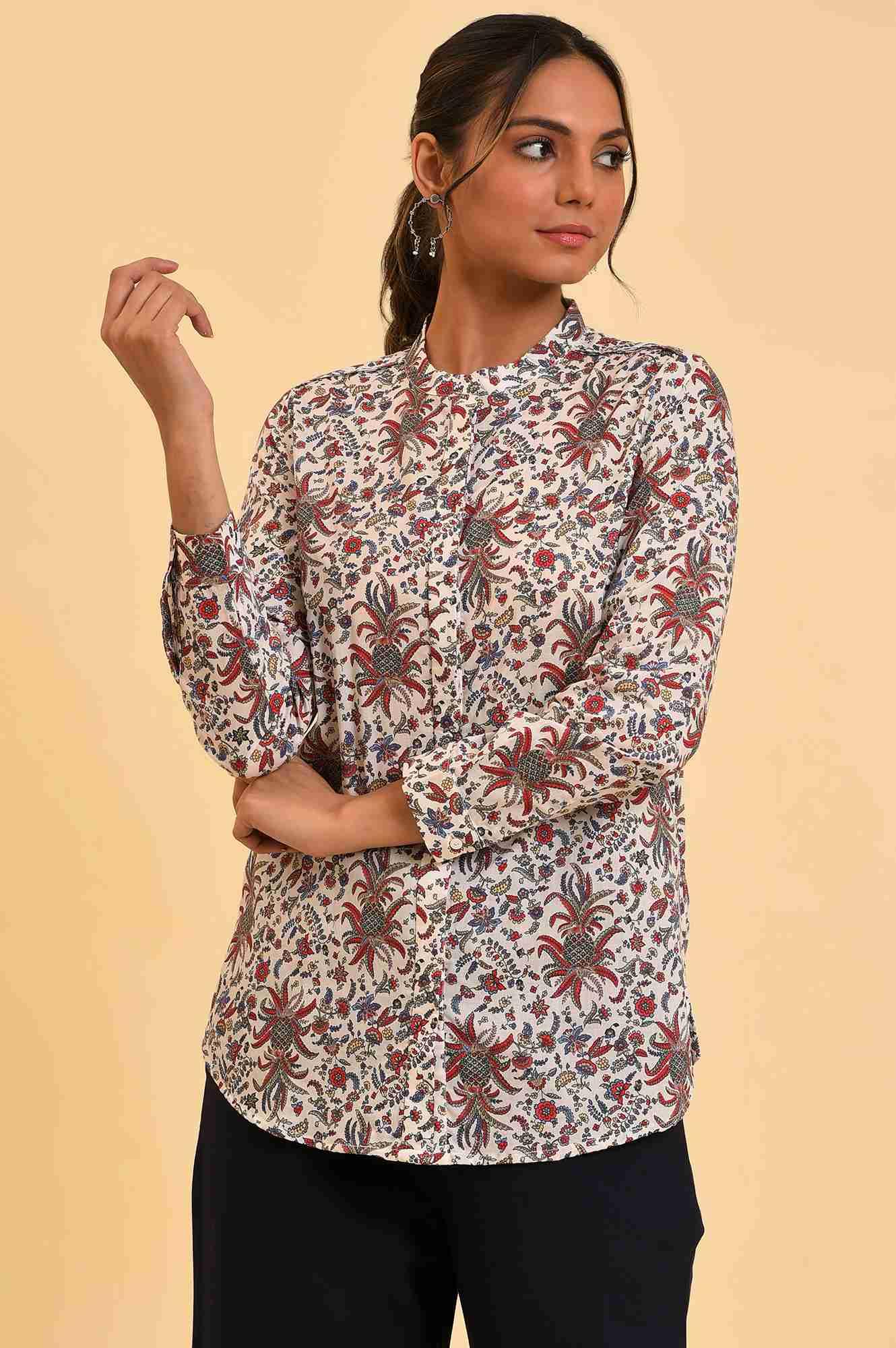 Ecru Floral Printed Top