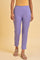 Purple Solid Slim Pants