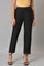 Plus Size Black Slim Pants With Embroidery At Hemline