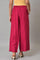 Pink Embroidered Plus Size Parallel Pants