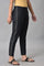 Black Parallel Pants With Side Embroidery