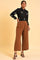 Brown Wide-Leg Pleated Trousers