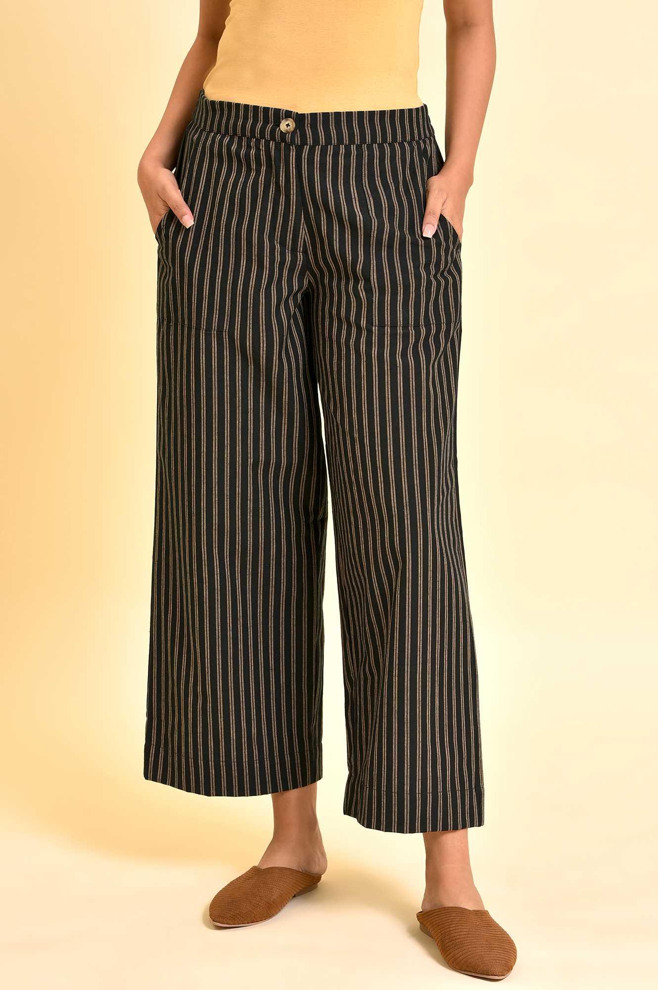 Black Striper Parallel Pants