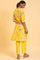 Yellow Floral Print kurta & Straight Pants Co-Ord Set