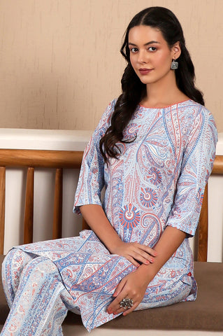 Light Blue Paisley Printed kurta Co-Ord Set