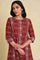 Dark Red A-Line kurta Set