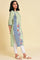 Green Print Mix kurta Set
