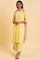 Yellow Embroidered Rayon Straight Kurta & Parallel Pants