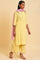 Yellow Embroidered Rayon Straight Kurta & Parallel Pants