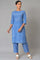 Blue Printed Kurta And Pants Co-Ord Set