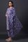 Blue Floral Printed kurta With Slim Pants And Kota Dupatta