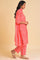 Light Red Printed Kurta, Pants & Dupatta Co-Ord Set