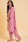 Pink Floral Printed kurta, Pants & Dupatta Set