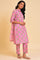 Pink Floral Printed kurta, Pants & Dupatta Set