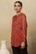 Brick Red Ajrakh Print Top In Lustrous Satin