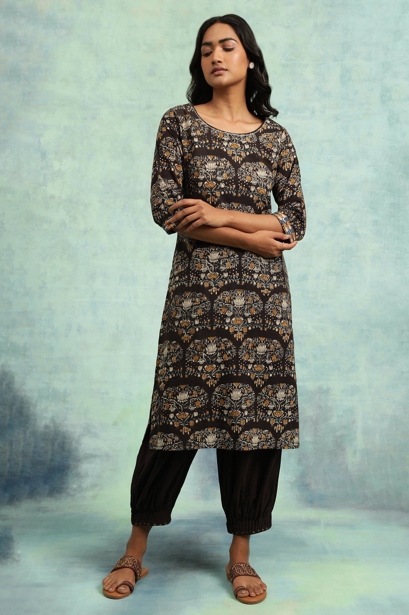 Black Hand Block Print kurta