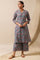 Blue Multicolored Floral Hand Block Print Kurta