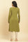 Olive Green Embroidered Acrylic Winter Kurta