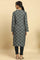 Green Printed Winter Kurta With Embroidery